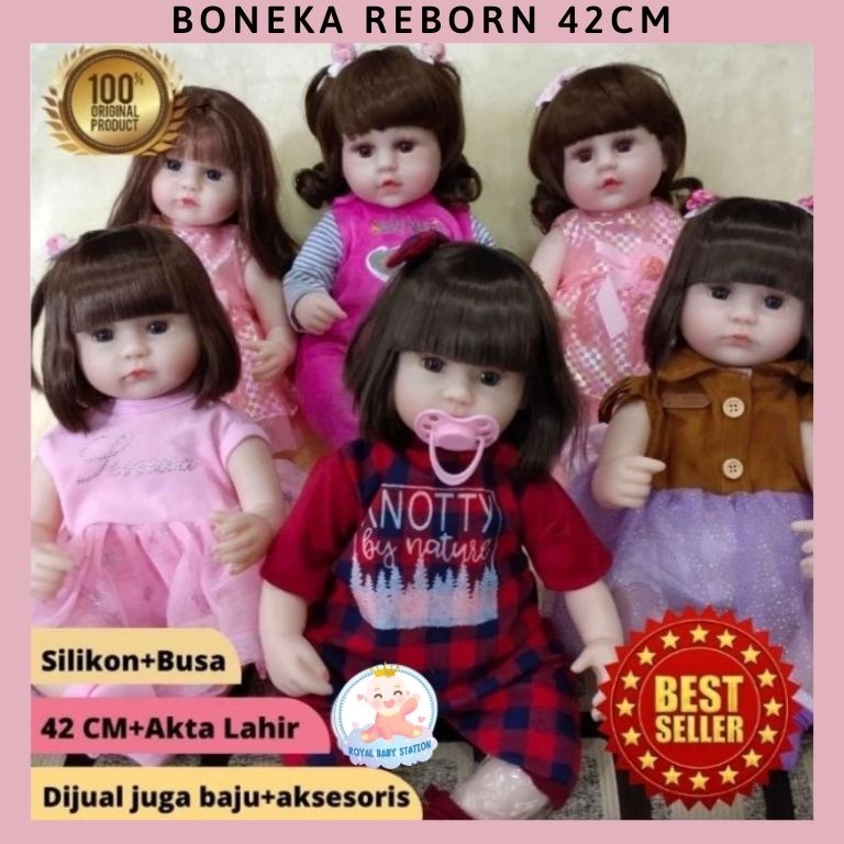 ART V67I TERMURAH Boneka Reborn Bayi Silikon mirip Asli Dengan Akta Lahir Cantik Mewah 42 cm 18 Inch