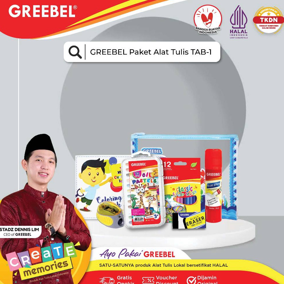 

GREEBEL Paket Alat Tulis TAB1 StationaryStationery Set alat tulis ATK krayon pensil warna pen penghapus anak ART W9S9