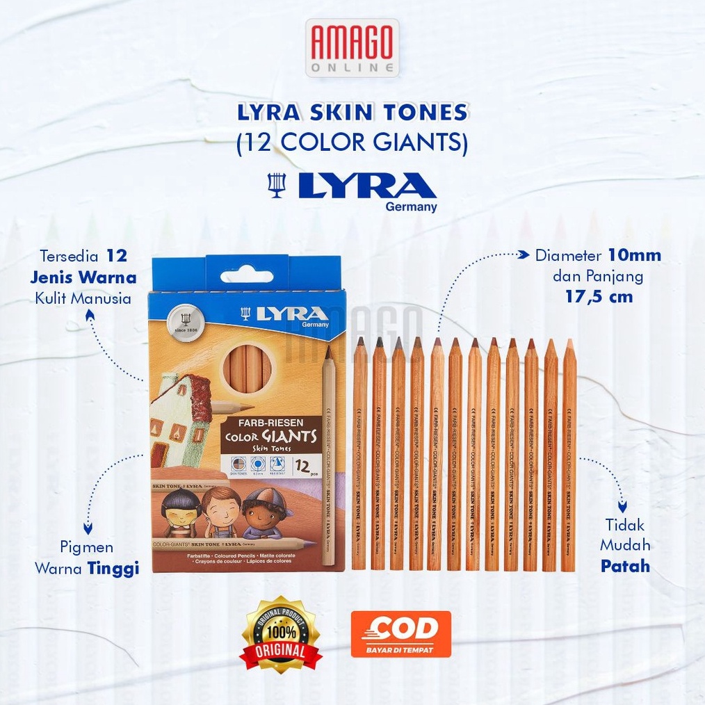 

LYRA Skin Tones 12 Pcs Color Giants Pro Natura Skin Tone Set Warna Pensil Pencils Paint Painting Colour Kulit 3931124 ART O4X1