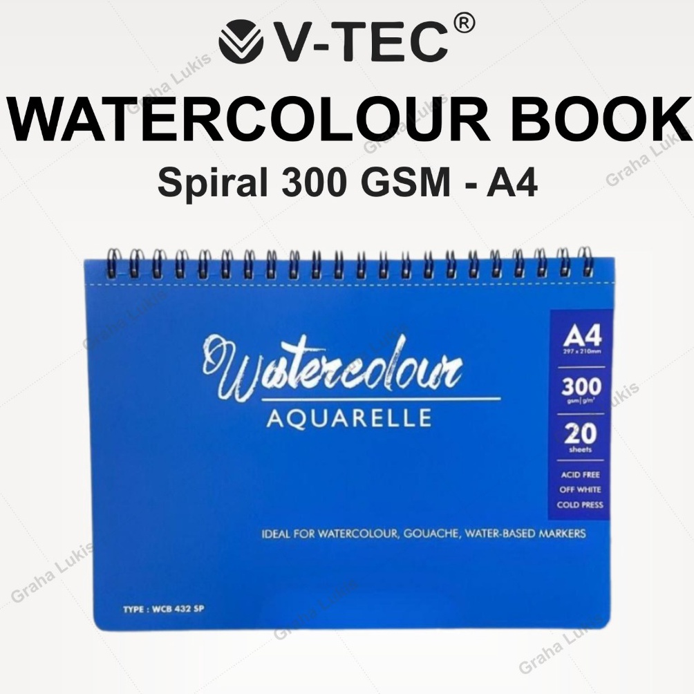 

VTEC WATERCOLOR BOOK SPIRAL A4 3GSM ART O2V7