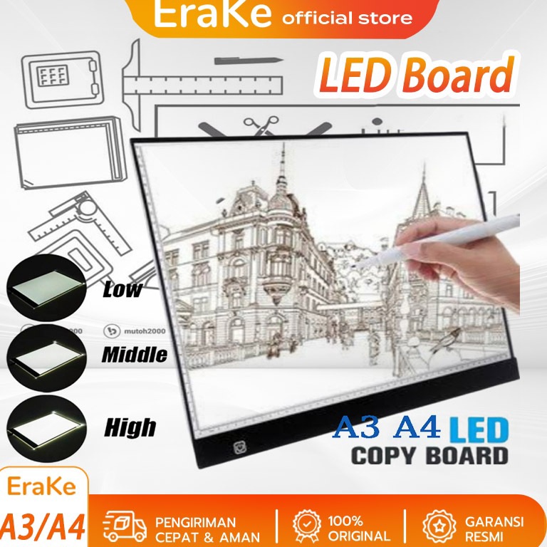 

A3A4 LED Drawing Tracing Board Stensil Board Papan Jiplak Gambar LED Anak Dewasa Copy Board Papan LED Light Pad Ultra Slim Alas Lampu Jejak LED Kekuatan USB Ultratipis Dapat Diatur ART U8Z3