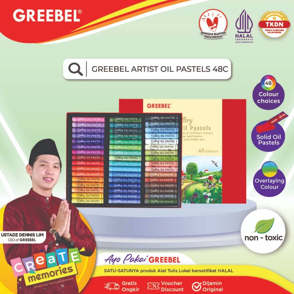 

GREEBEL Crayon Krayon ARTIST OIL PASTEL 48 Warna tdk berdebu cerah utk Anak Sekolahprofessional tdk beracun ART S4O9