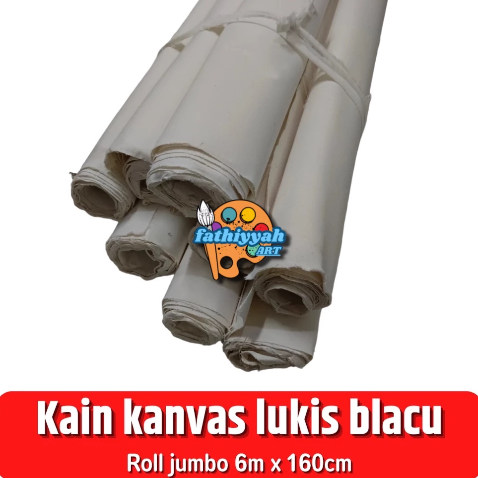 

grosir kain kanvas lukis roll jumbo tc teteron cotton sudah gesso full 6 meter x 16cm ART I9Y7