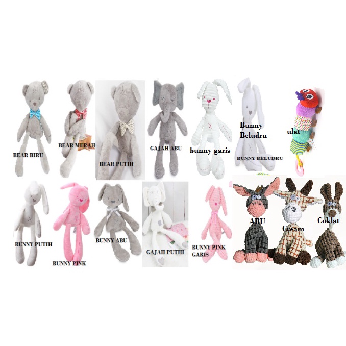 ART C39P HK Mainan Bunny Doll Boneka Kelinci Ballerina Gajah Dan Bear