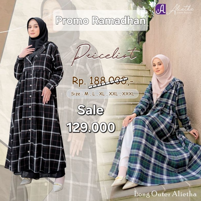 ART C94L PROMO DISKON RAMADHAN SALE LONG OUTER FLANEL MUSLIMAH ORI ALIETHA JACKET GAMIS WANITA TERBA