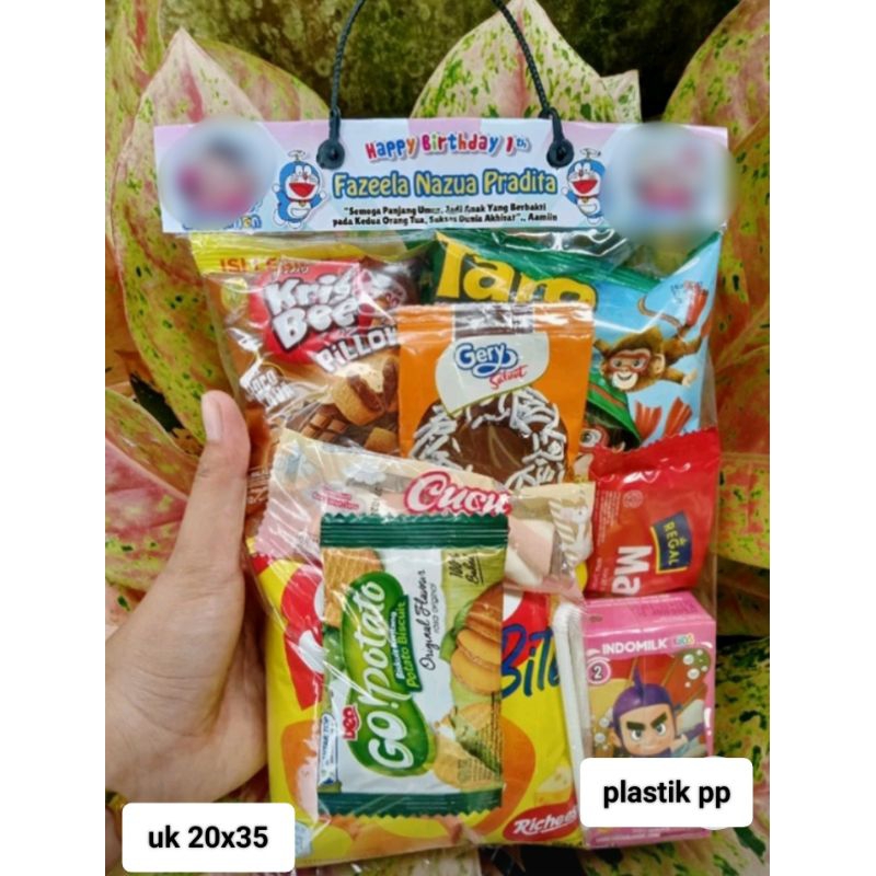 

PLASTIK KEMASAN ULTAH/ HAMPERS ULTAH termurah bs request nama