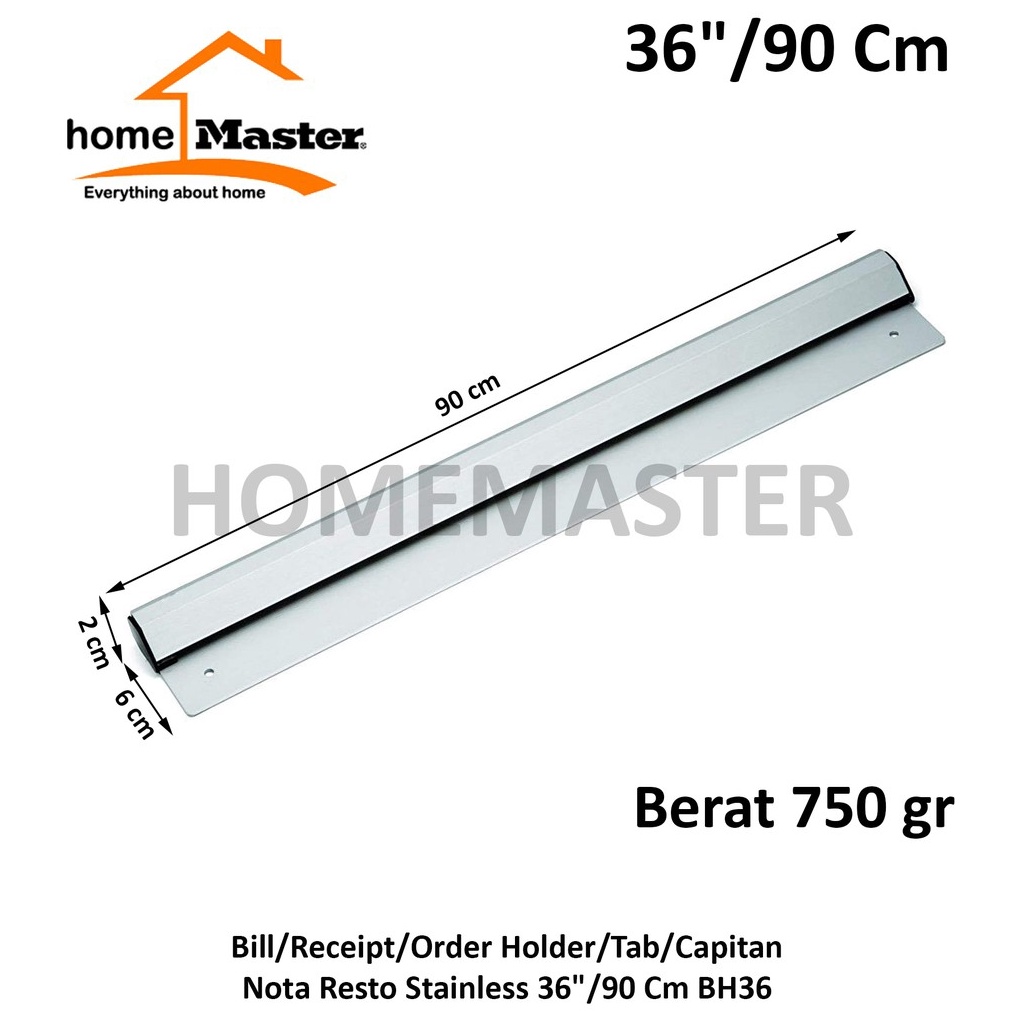 

HomeMaster BillReceiptOrder HolderTabCapitan Nota Resto Stainless 369 Cm BH36 ART G9Y1