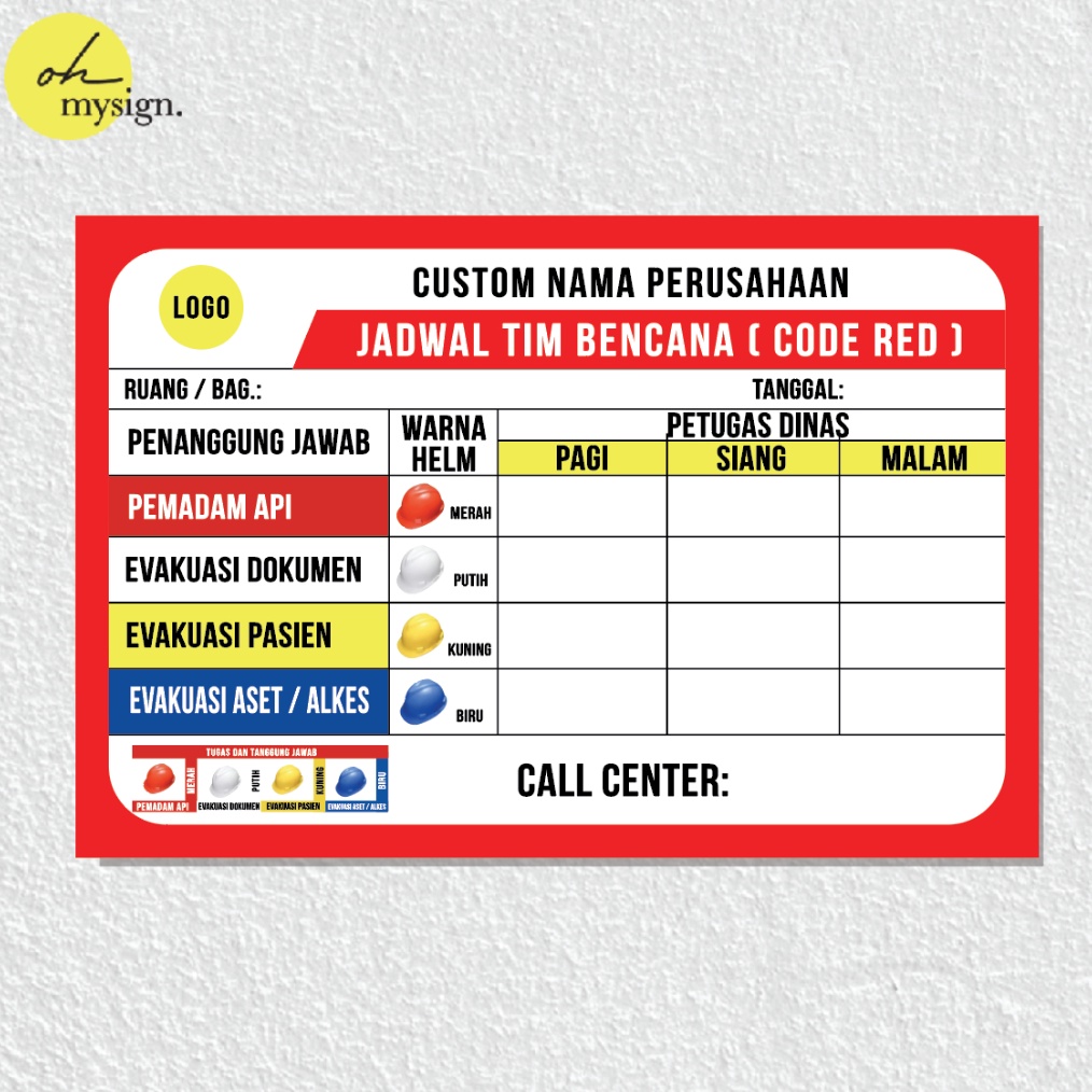 

Papan Code Red Akrilik UV Print Acrylic Papan Jadwal Tim Bencana ART X6L6