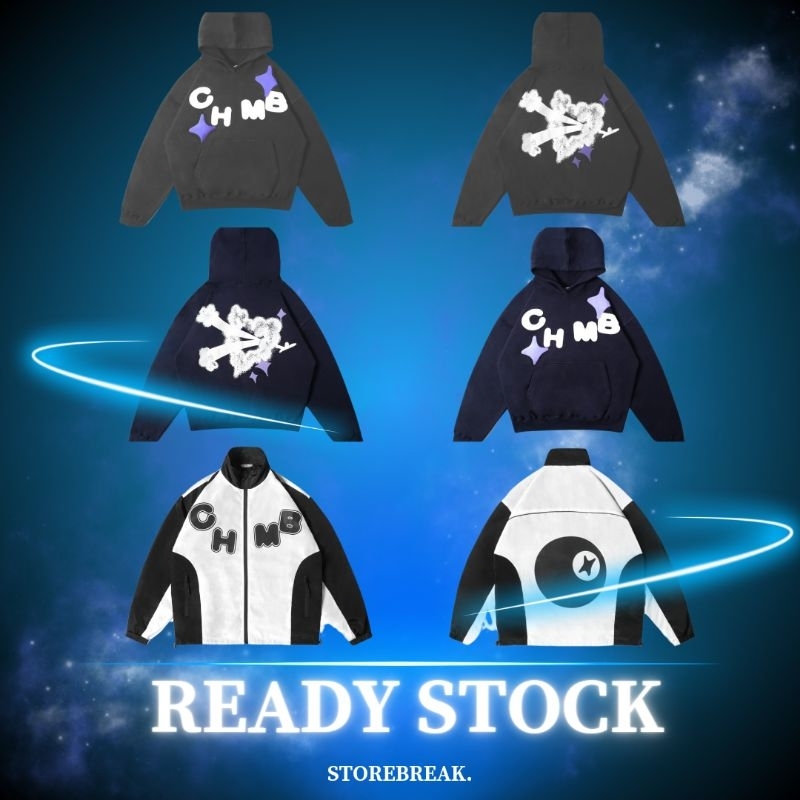 CHMB TRACKTOP SHADOW | BOXY HOODIE EYEZ BROKEN WHITE | BOXY HOODIE CHAMBREDELAVAIN SHOOTING LOVE NAV