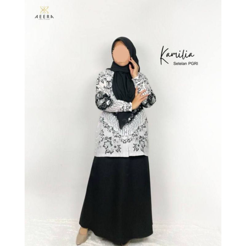 Kamilia kemeja PGRI Grade B  by Aeera atasan baju wanita seragam dinas size XXL