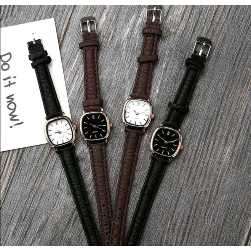 JAM TANGAN WANITA KULIT MODEL KOTAK PREMIUM