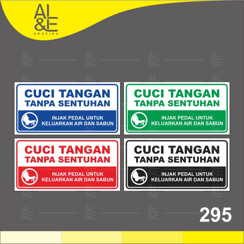 

295 - Stiker Cuci Tangan Tanpa Menyentuh, Sticker Vinyl, Premium, Tahan Air