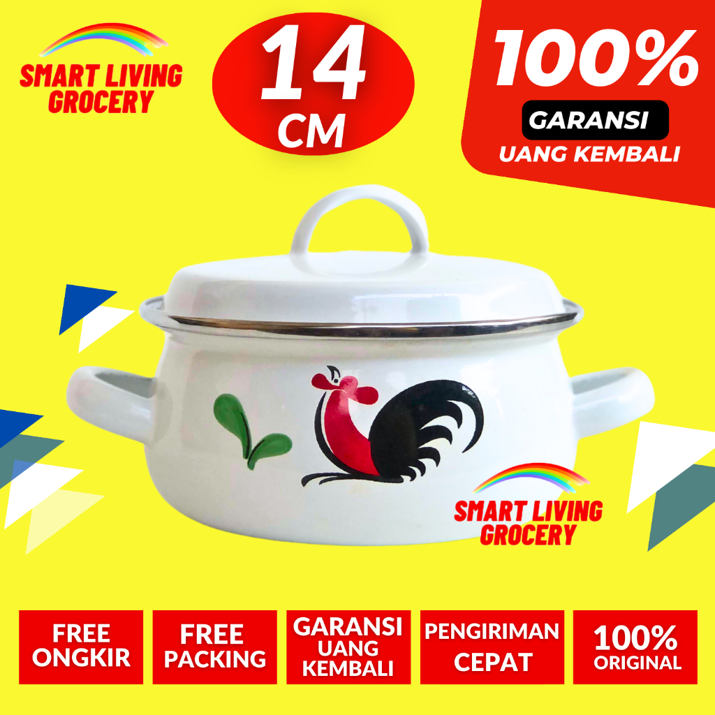 PANCI KUAH ENAMEL UNIK KECIL 14 CM ALAT MEMASAK MASAK WAJAN Pan PANCI KUAH SET PERALATAN MASAK POT E