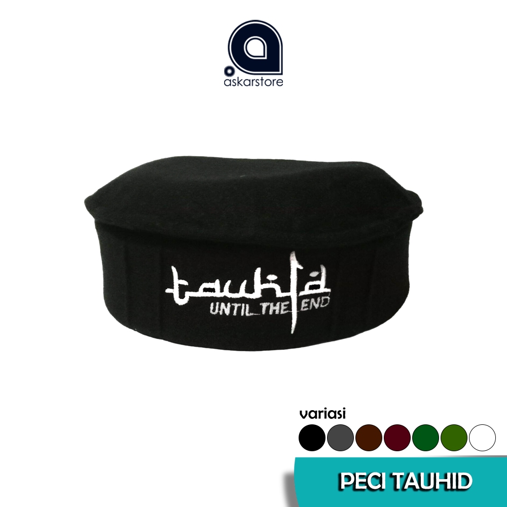 Kopiah Muslim Peci Pakol Tauhid Ukuran Dewasa Polos Bordir