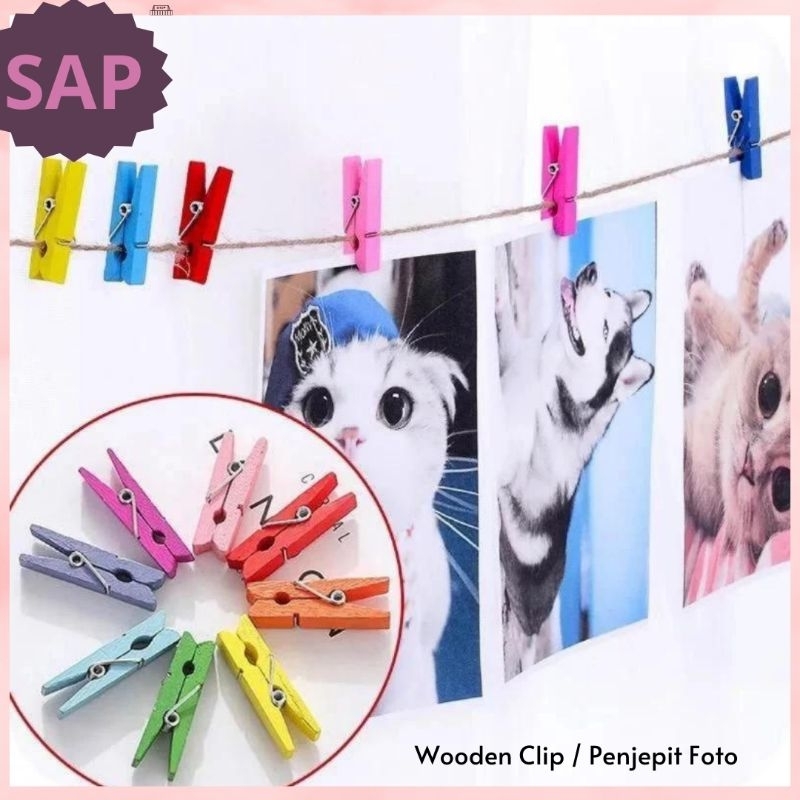 Penjepit foto Kayu Foto POLOS / Wooden Peg 3,5 cm / Wooden Clip Set / Jepitan Foto polos