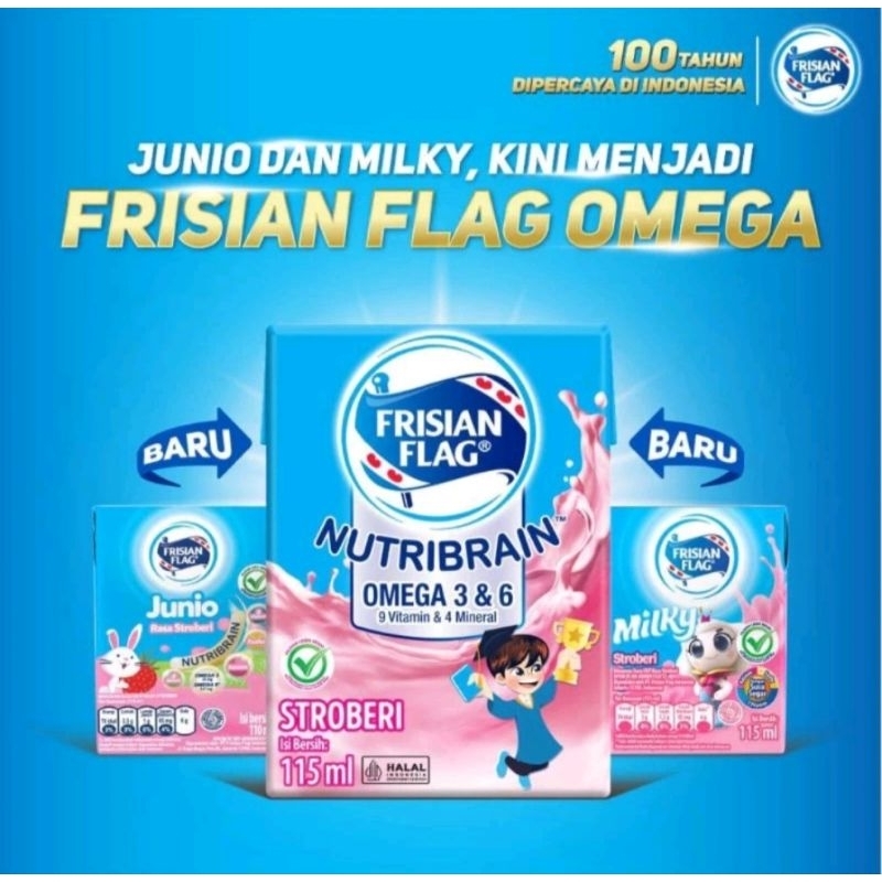 

FRISIAN FLAG OMEGA NUTRIBARIN 115ML STROBERI //DULU JUNIO 110 SAMA MILKY 115ML