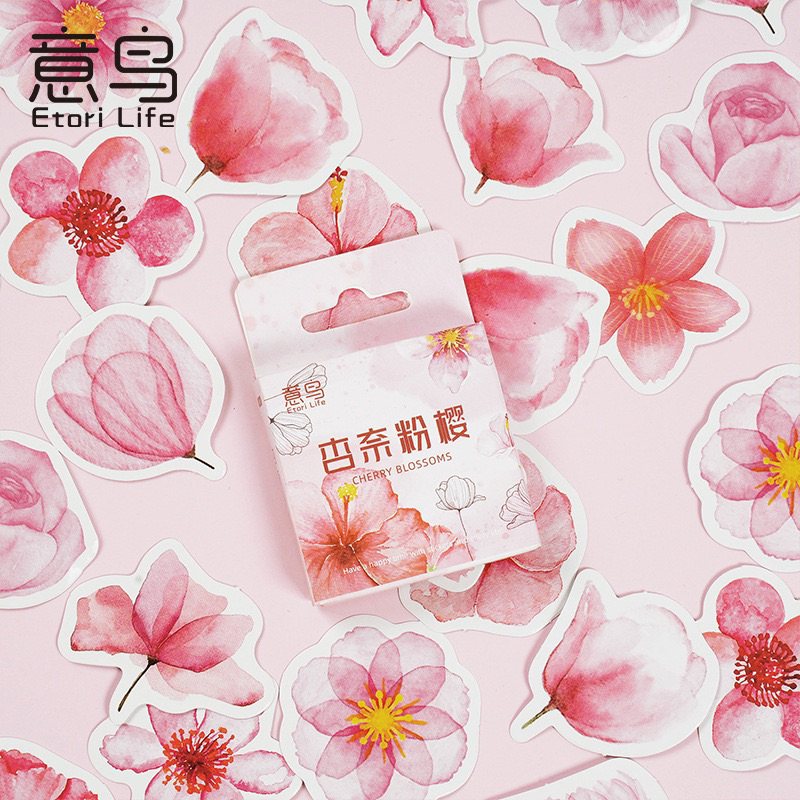 

[B620] Yiniao Stiker Kotak Anna Pink Sakura Dekorasi Album Pribadi Kreatif Stiker Penyegel DIY 46 Buah