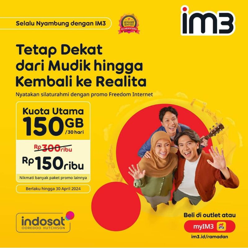 Promo murah kartu perdana kuota internet im3 100gb 150gb 50gb full 24 jam
