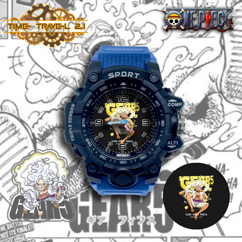 Jam Tangan Anak ONE PIECE LUFFY GEAR 5 Strap Ruber Sporty Anti Air /Jam Tangan Sport 01X7SP04