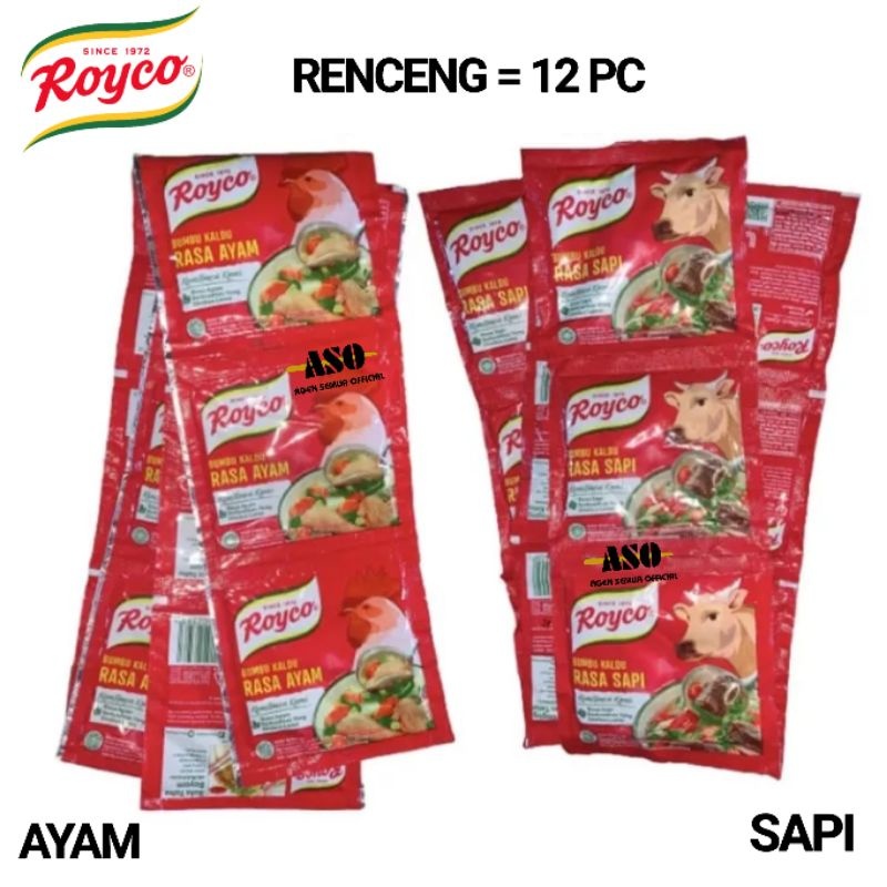 

Royco penyedap kaldu rasa ayam sapi renceng 12 sachet