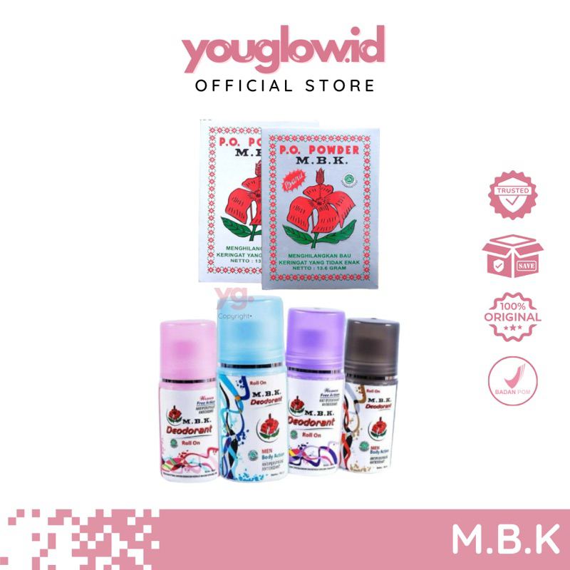 M.B.K.- P.O Powder M.B.K Bedak Tabur Deodorant Roll On MBK Silver Putih Mengharumkan Menghilangkan K