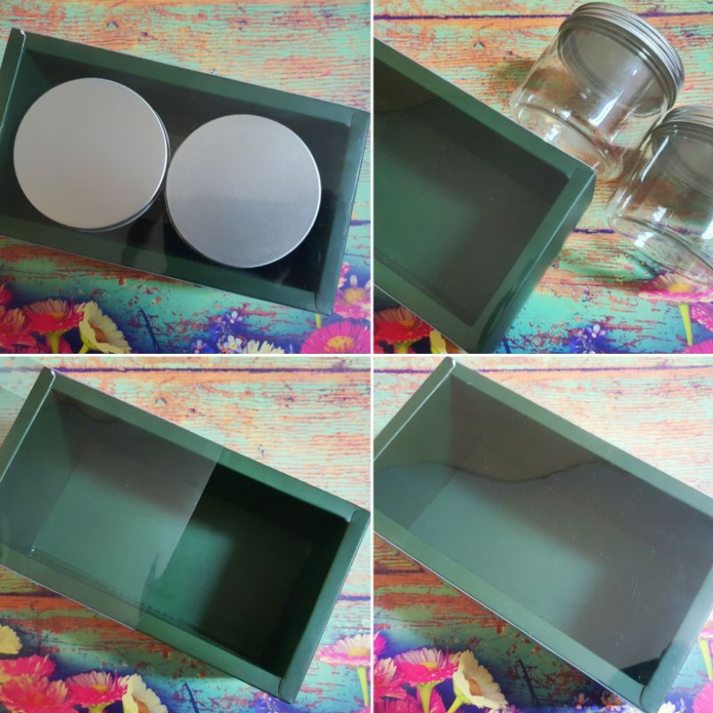 

( 5 pcs ) Box Mika Polos Muat 2 Toples Bulat 400 ml Dus Kotak Packaging Bolu Roll Cake Hijau Tua