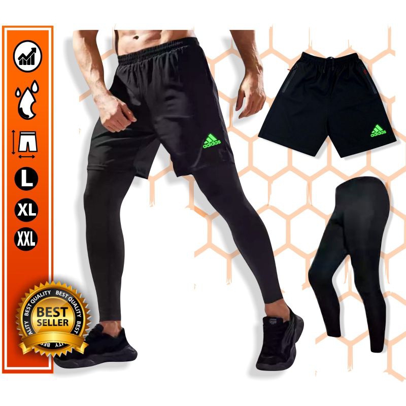 Celana Olahraga Lari Wanita Pria Bahan Parasut Legging Olahraga Slimfit Premium Size Jumbo L-XXL