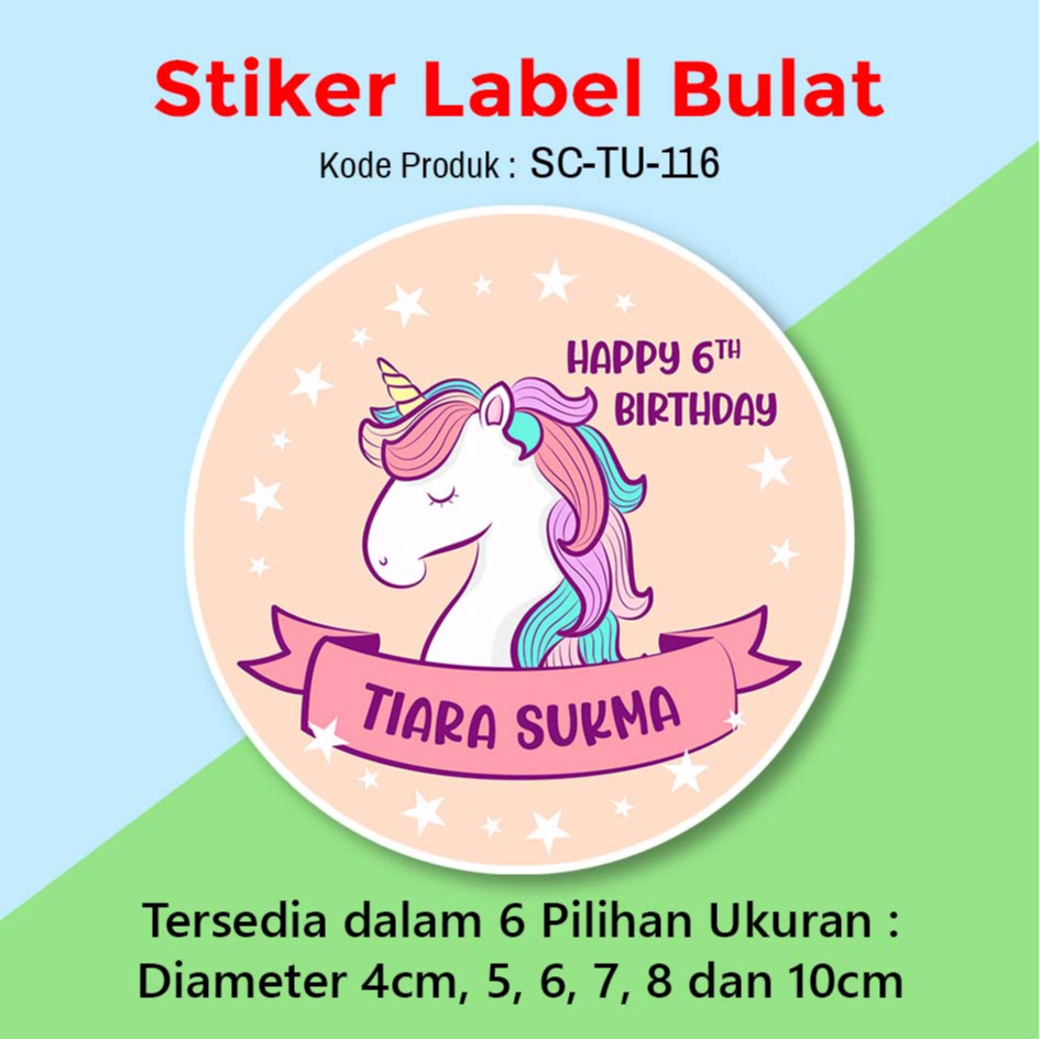 

STIKER LABEL ULANG TAHUN ANAK STICKER BULAT TUMPENG MINI UNICORN KIDS