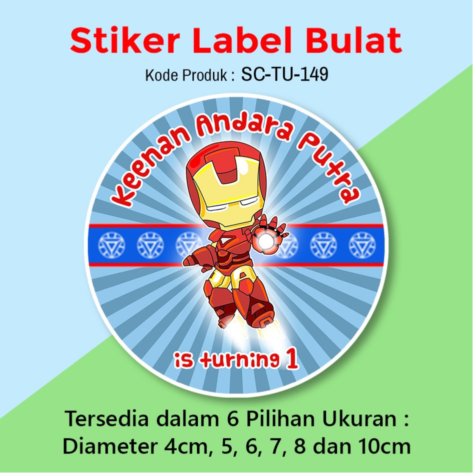 

STIKER LABEL ULANG TAHUN ANAK TUMPENG MINI SOUVENIR IRONMAN CUTE CHIBI