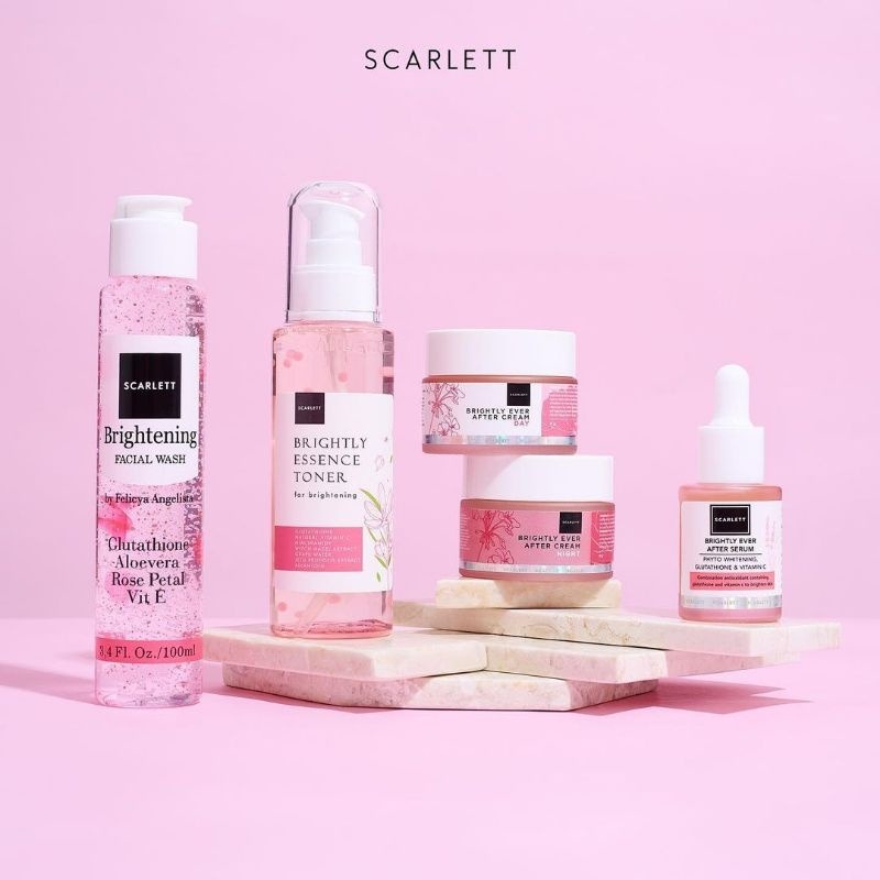 Scarlett Whitening Brightly Series - Paket Lengkap Skincare Wajah untuk Mencerahkan/facial wash/seru