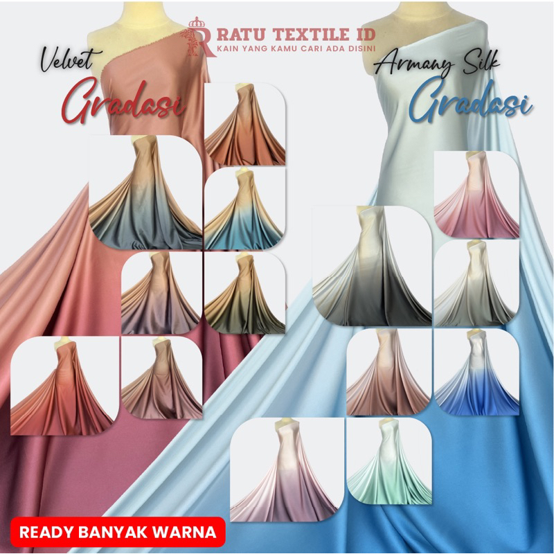 Kain R-Many Armany Silk Premium  Kain Ombre Kain Armany Gradasi Kain Velvet Gradasi Kain Velvet Ombr
