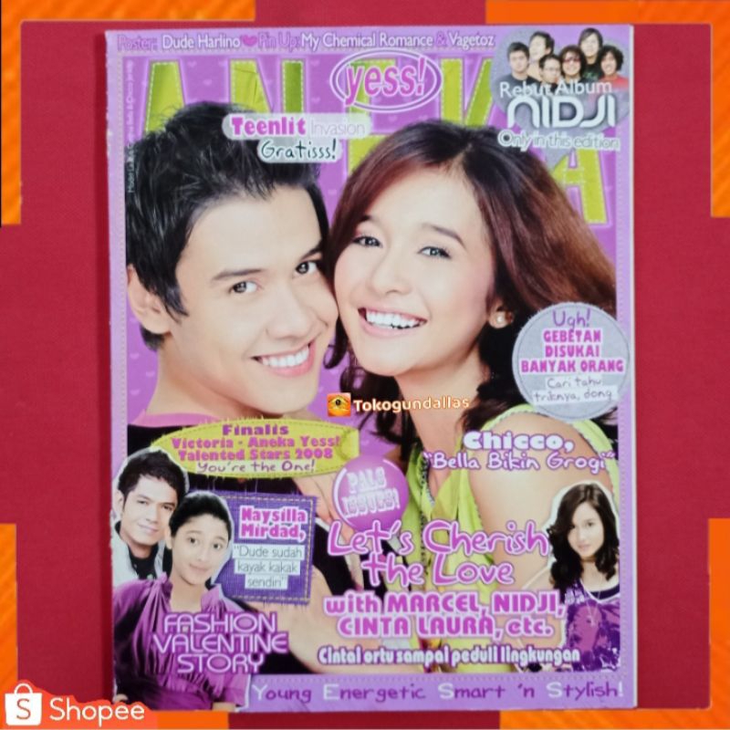 Majalah aneka Yess 2008 / Model Cover Laudya Cynthia Bella & Chicco Jerikho / Finalis Talented Star 