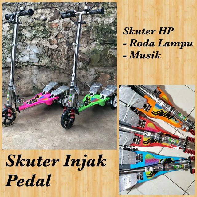 Scooter anak RMB HP genjot dengan lampu / scooter roda 3 injak pedal