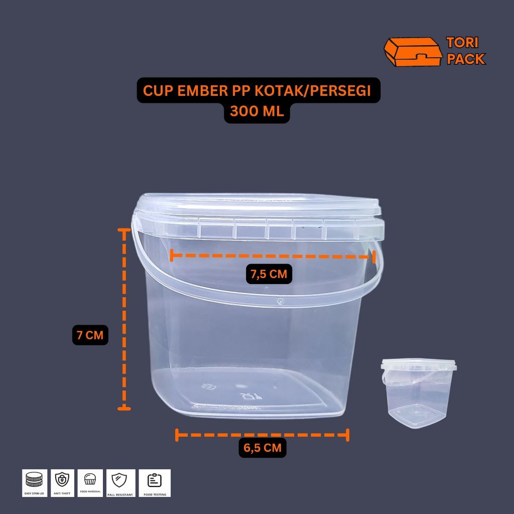 Cup ember buah dessert minuman - PERSEGI 300 ml