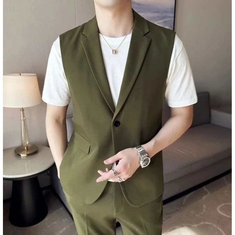 jas outer pria/outer casual/jas blazer tanpa lengan