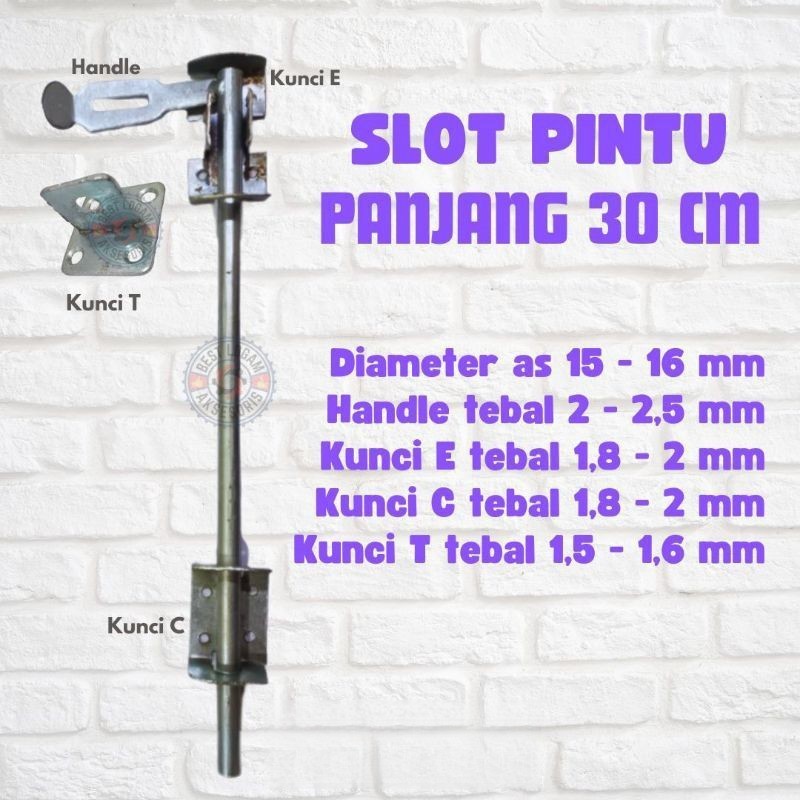 Slot pintu pagar bawah/atas panjang 30 cm , slot pintu henderson, pintu gebyog dan pagar, pintu gara