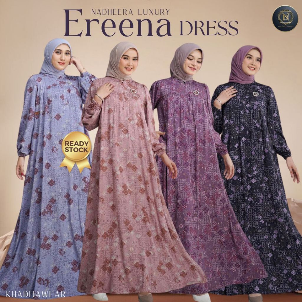 [BISA COD] EREENA DRESS MIDI NADHEERA LUXURY gamis terbaru erena midi rayon premium nadhera ereenna