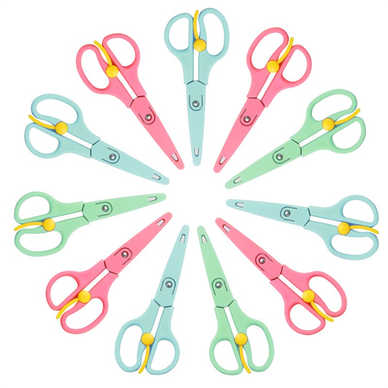 

Gunting anak aman dengan tutup warna macaron Gunting kertas pemotong kertas aesthetic Scissors untuk scrapbook kantor pelajar sekolah