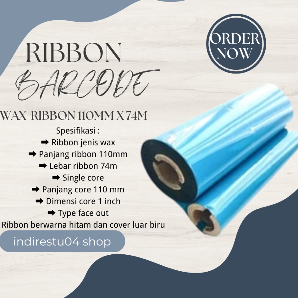 MANTAP Ribbon Barcode Wax  Sticker Ribbon Barcode  Wax Ribbon Barcode 11mm x 74m Double Core Face Ou