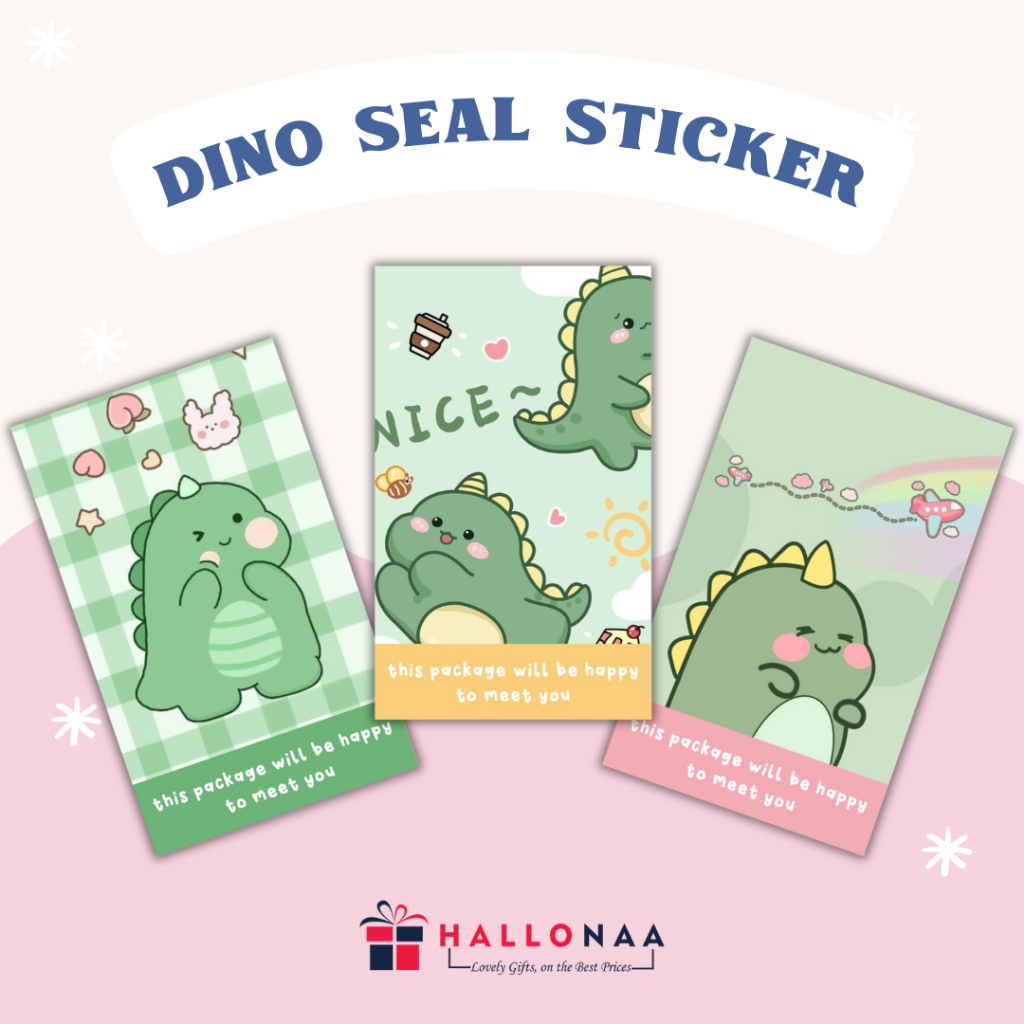 [10PCS] Dino seal sticker Aesthetic | Stiker online shop | Sticker Packaging | Sticker cute