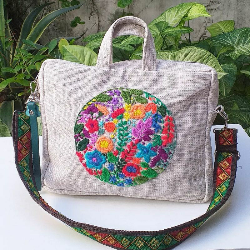 tas laptop kecil tas slempang wanita tas sulaman tas jinjing tali panjang