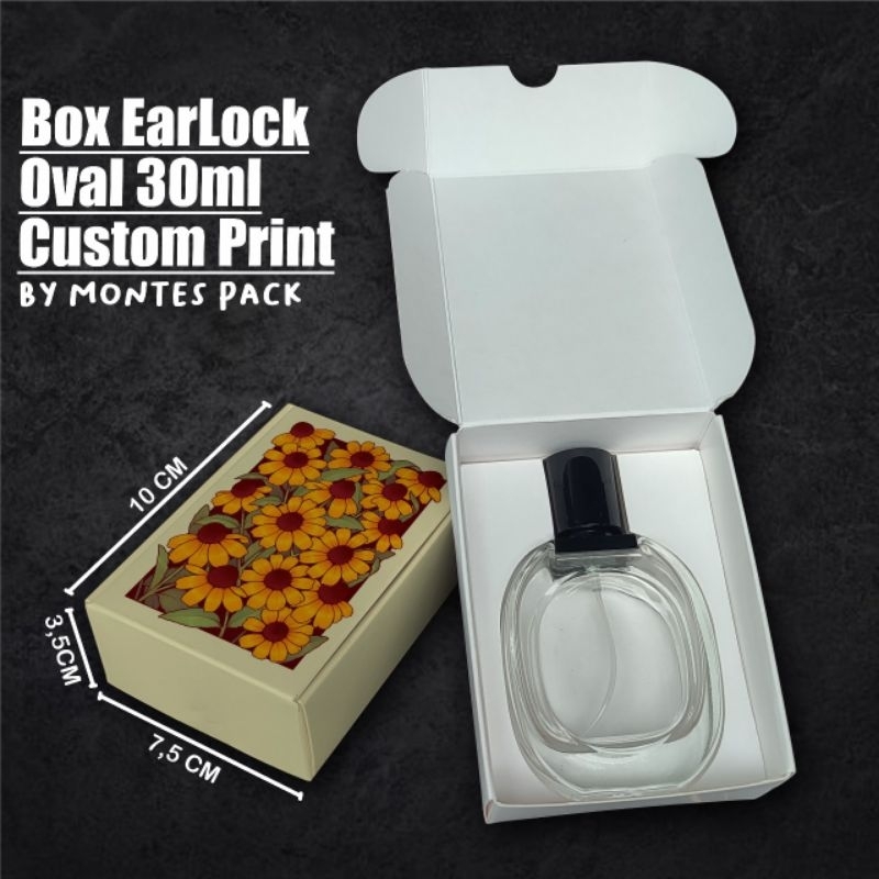 

BOX EARLOCK CUSTOM PRINT| untuk botol oval dyptique 30ml | box earlock Custom Printing