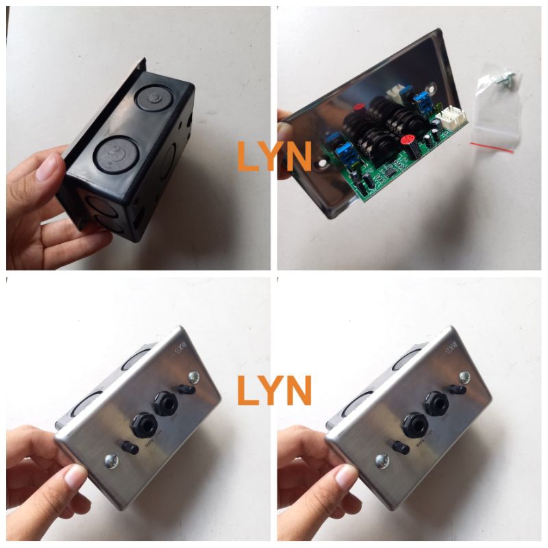 PLAT MIC TANAM TEMBOK 2 CHANNEL 2 JACK AKAI CONTROL VOLUM DAN PENGUAT SIGNAL