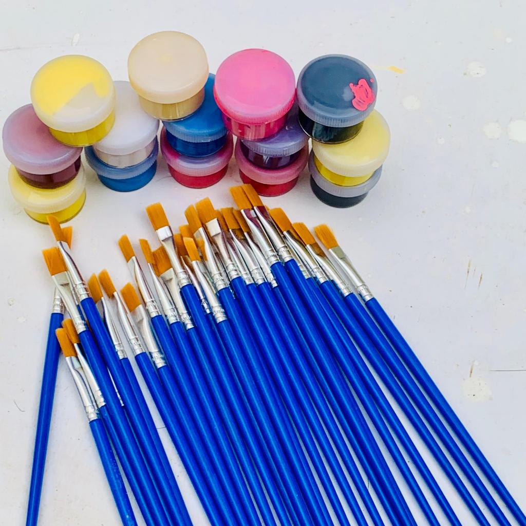 

Kuas Lukis Akrilik Bulu Nilon Cat Air / Minyak Set Paintbrush Ujung Pointed Dan Flat - Artist Paint Brush