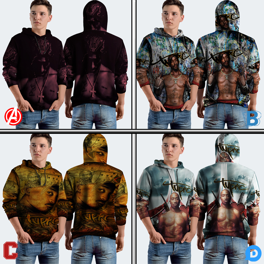 Jumper Hoodie TuPac Shakur Hoodie Pullover Fullprint Bahan Polyester Jersey | 1D-259511