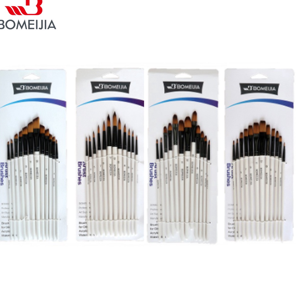 

BOMEIJIA Artist 12 pcs Short Handle Brush Kuas Lukis Gagang Pendek Round Filbert Angle Flat 1 Original Peralatan Melukis Terlaris dari BAS Bali Art Supplies Jakarta ART P8A5