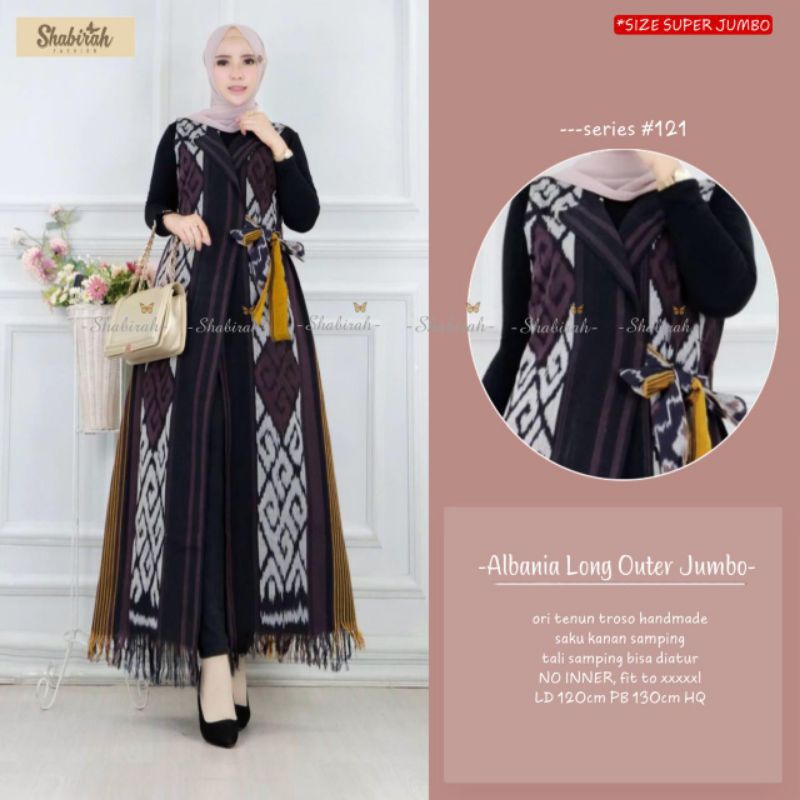 Batik Albania Long Outer Tenun Jumbo (Custom Motif Bisa)