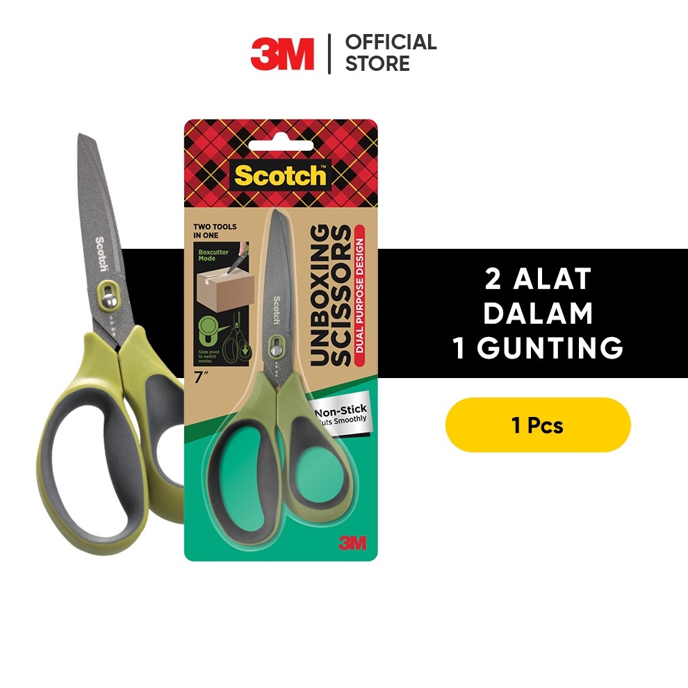 

3M Scotch Scissors Unboxing 2 Alat dalam 1 gunting 1 pc Hijau Untuk memotong berbagai kebutuhan ART Y6P5