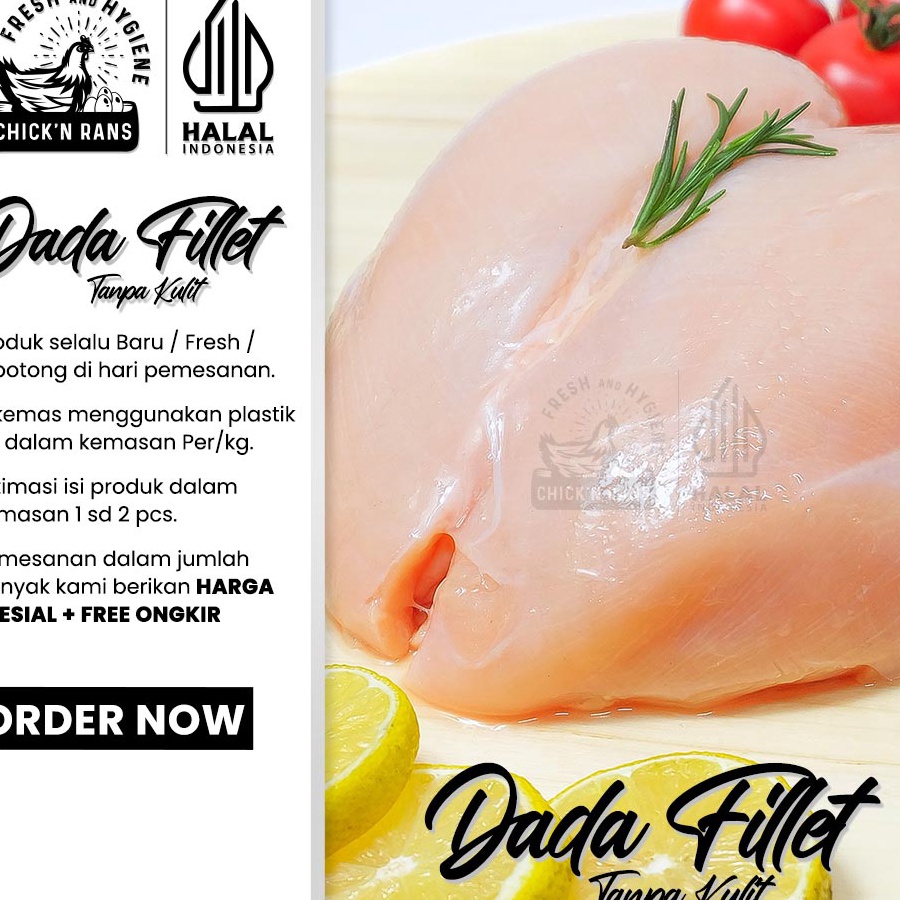 

1111 Daging Ayam Dada Fillet Boneless Tanpa Kulit 1kg