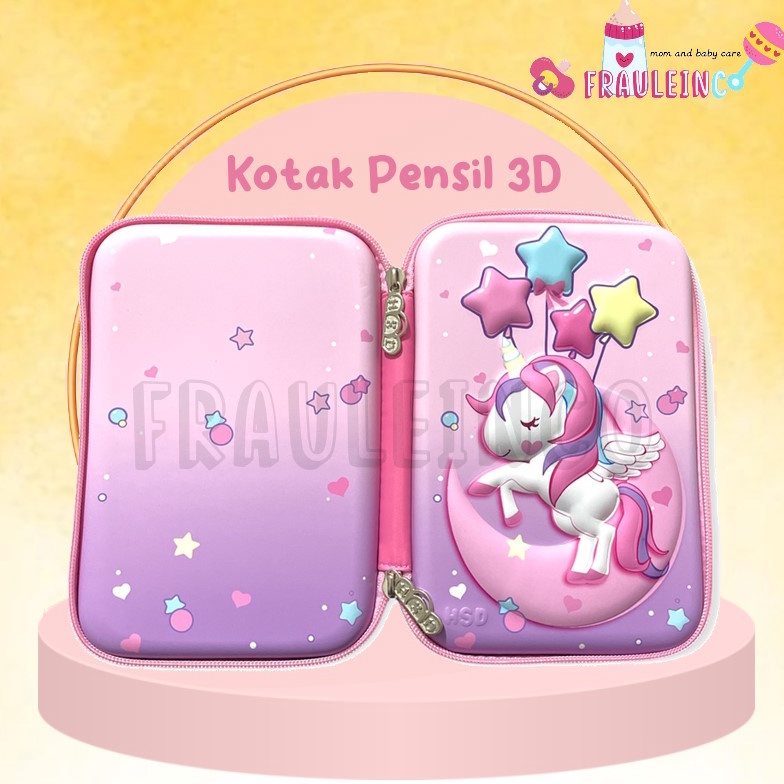

FRAULEINCO GROSIR Pencil Case kotak pensil EMBOSS 6D Unicorn Lol Frozen Batman Spiderman ART Q6C5